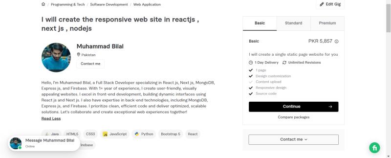 I will create the responsive web site in reactjs , next js , nodejs