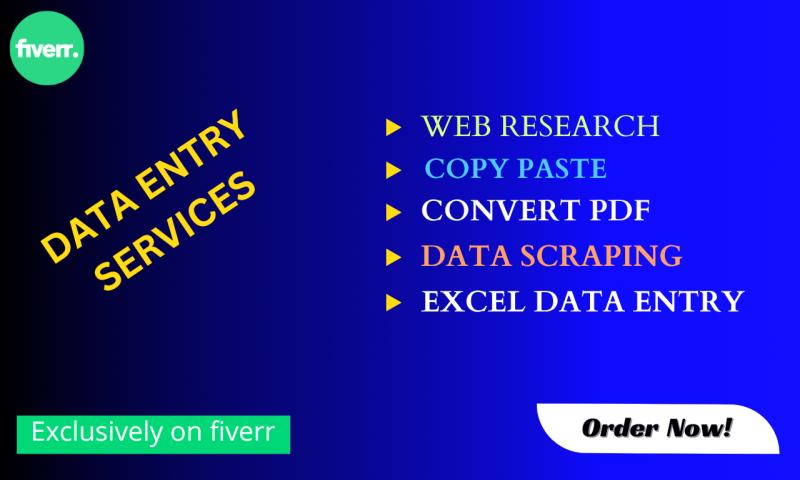 I will do data entry, web scraping, excel professionally