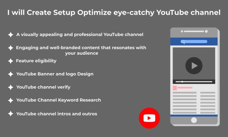 I will create setup optimize eye catchy youtube channel