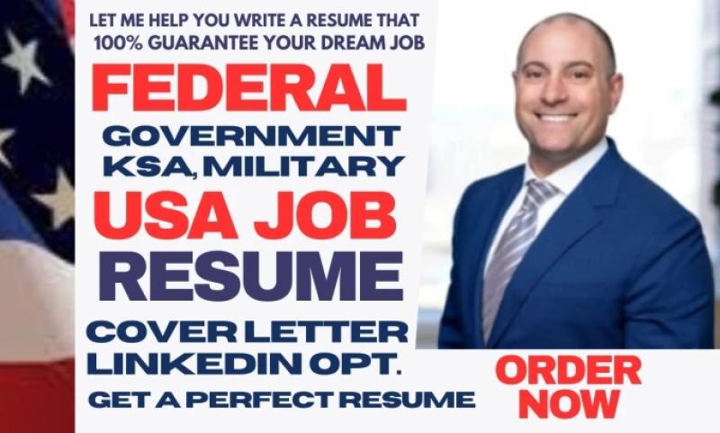 I will review federal resume, military, ksa, veteran, USA job, executive resume writing