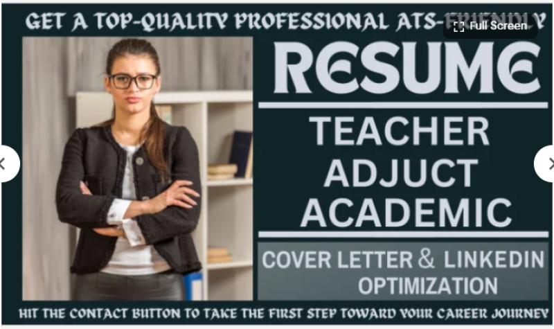 I will craft teacher, educator, online instructor, staff, and adjunct professor resume