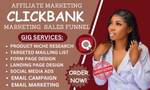 I Will Do ClickBank Affiliate Marketing Sales Funnel, Affiliate Promotion, Boost Sales