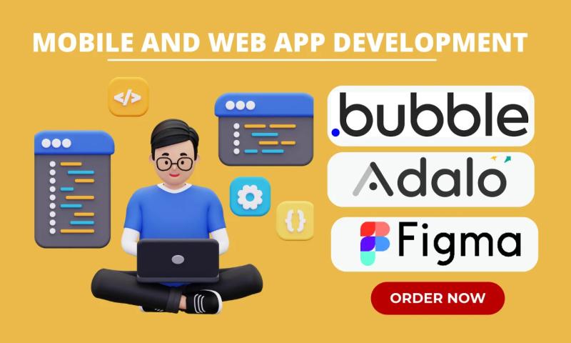 I will develop bubble io webapp, adalo mobile app, bubble developer, figma, flutterflow
