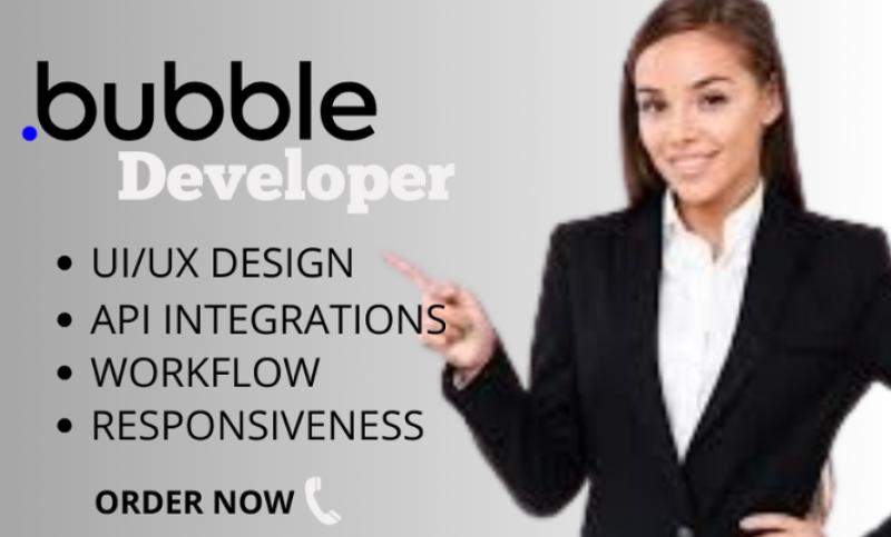 I will design no code database integrations on bubble SAAS website MVP bubble APIS