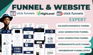 I will design expert clickfunnels, gohighlevel sales funnel website, landing page click