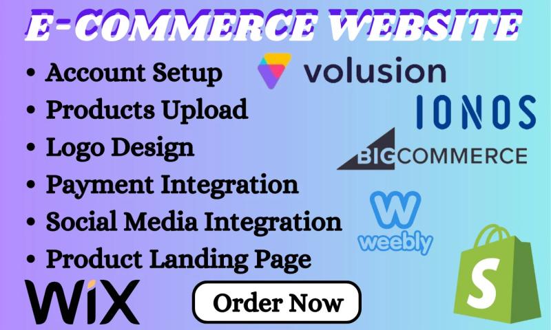 I will build ecommerce website via ionos volusion shopify wix bigcommerce weebly