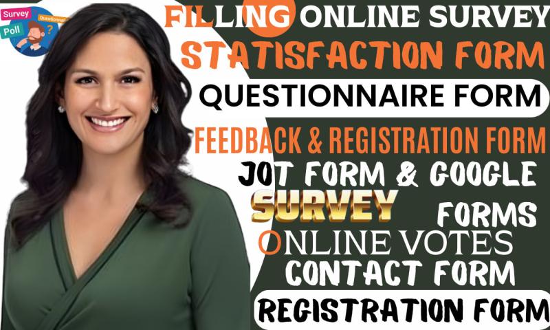 I will conduct your online survey, questionnaires with up to 500 real respondents