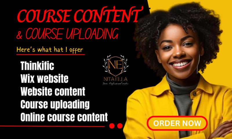 I will provide an amazing online course, website content, course uploading, thinkific