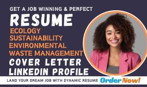 I will write standard environmental, sustainability resume, renewable energy resume
