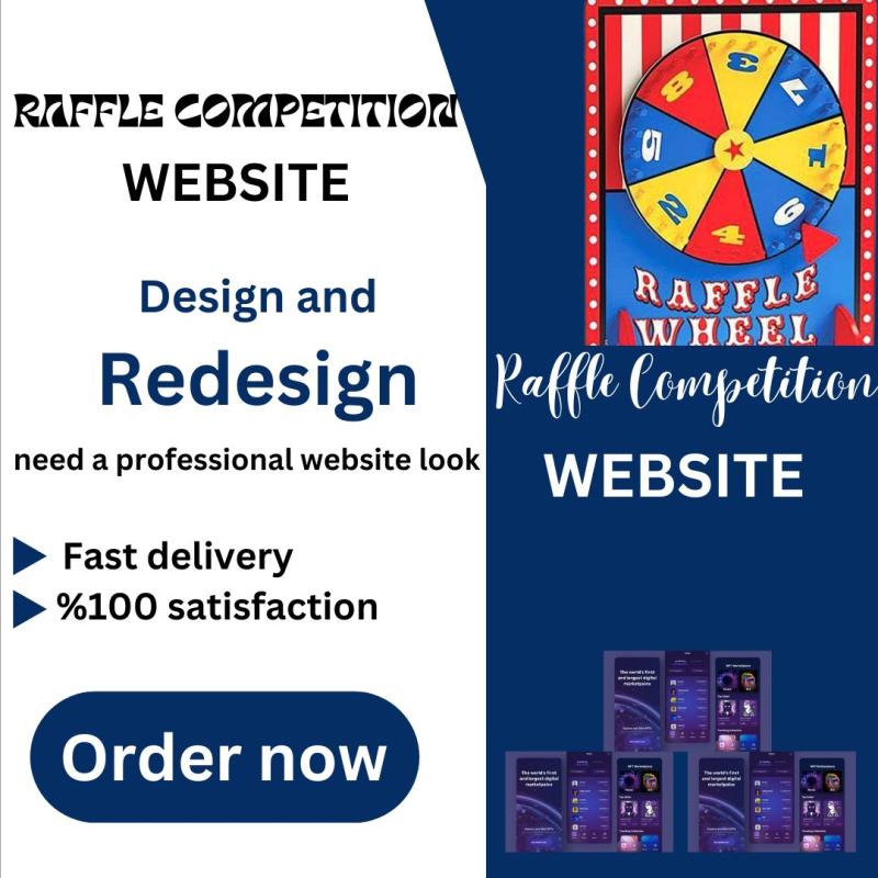 I will design raffle competition website, competition website, raffle website