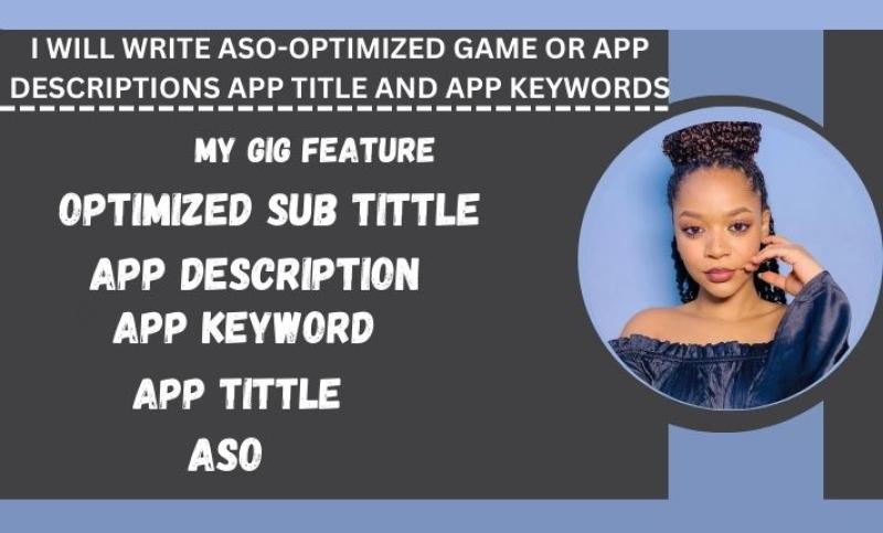 I will write ASO optimized game or app description, app title, and app keywords