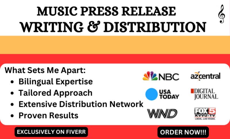 I will do press release writing, music press release, music press release distribution