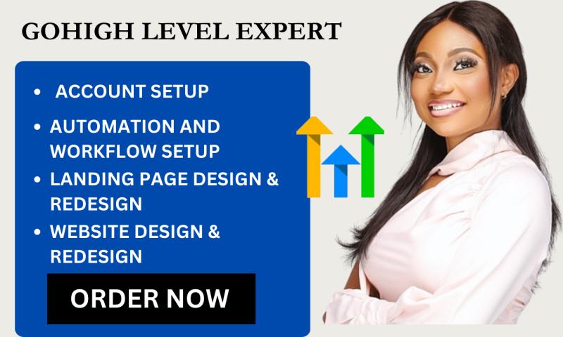 I will be your gohighlevel sales funnel gohighlevel landing page go high level website expert