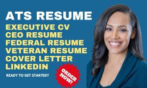 I will create an executive resume writing and cover letter as a professional CV maker