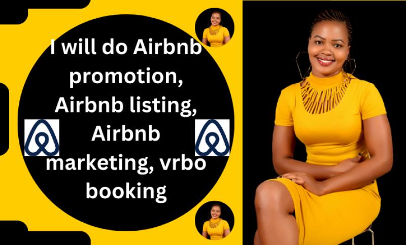 I will do Airbnb promotion, Airbnb listing, Airbnb marketing, Vrbo booking