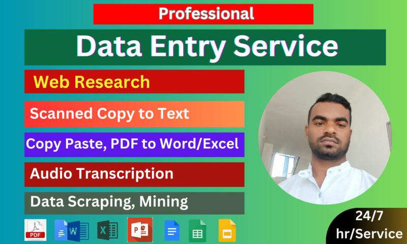 I will do professional data entry, web research, and excel data entry job
