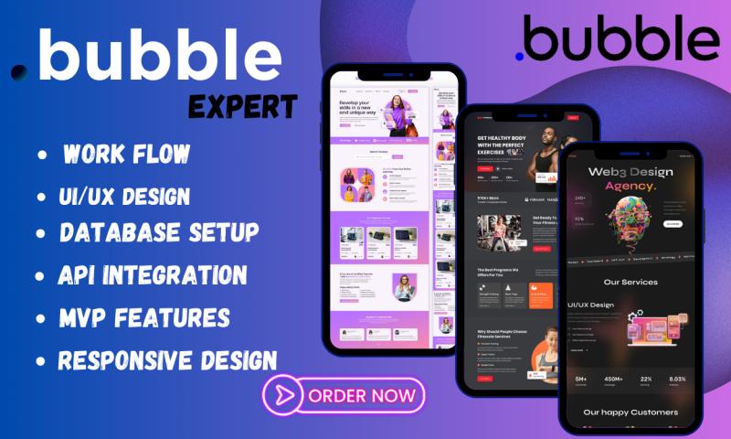 I will create your Bubble.io web app, Adalo app, Botpress chatbot, GPT-3 chatbot for maximum efficiency