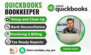I will do QuickBooks Setup, Clean Up, Bookkeeping, Bank Reconciliation, and Profit Loss