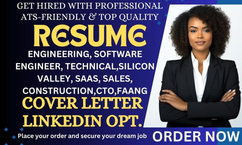 I will write engineering resume, tech, software engineer, saas as a silicon valley, cto
