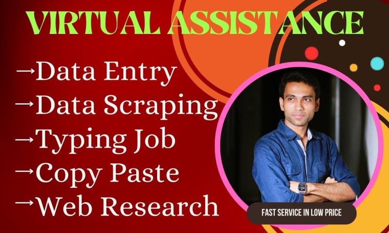 I will be your virtual assistant for web research, data entry in low price