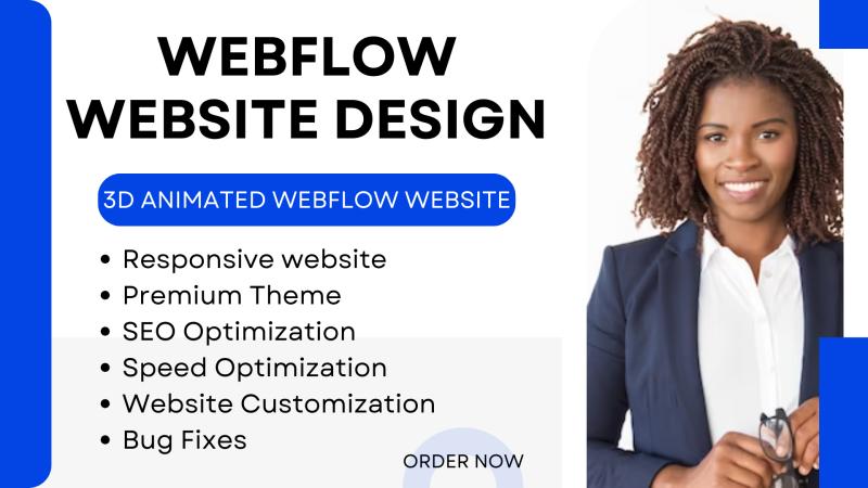 I will design high quality 3D animated Webflow website landing page for business