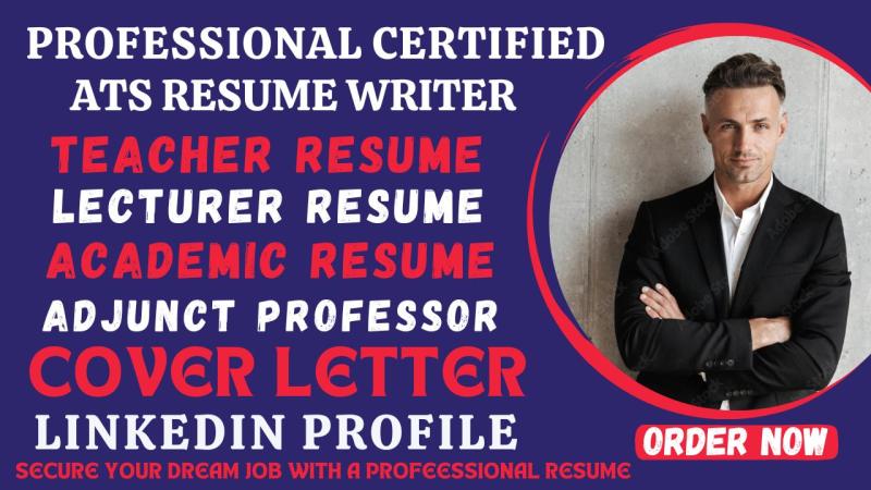 I will write teacher resume, adjunct professor resume, lecturer resume, academic resume