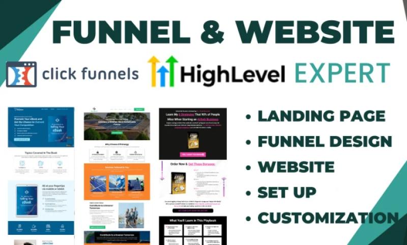 I will build clickfunnels expert landing pages, websites,sales funnel click gohighlevel