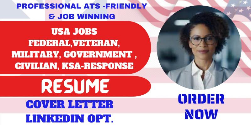 I will executive resume writing, government resume, federal resume for USA jobs