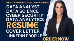 I will write standard data science, cybersecurity, data analyst, data analytics resume