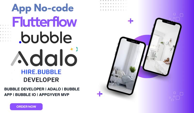 I will flutterflow adalo bubble mobile web app develop bubble app with API integration