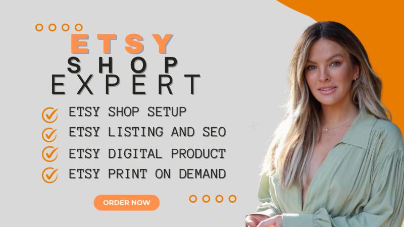 I will do Etsy digital products setup, Etsy shop with Etsy SEO, Etsy digital planner, POD