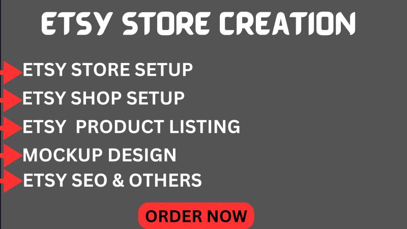 I will do Etsy store creation, Etsy shop setup, digital product listing and SEO