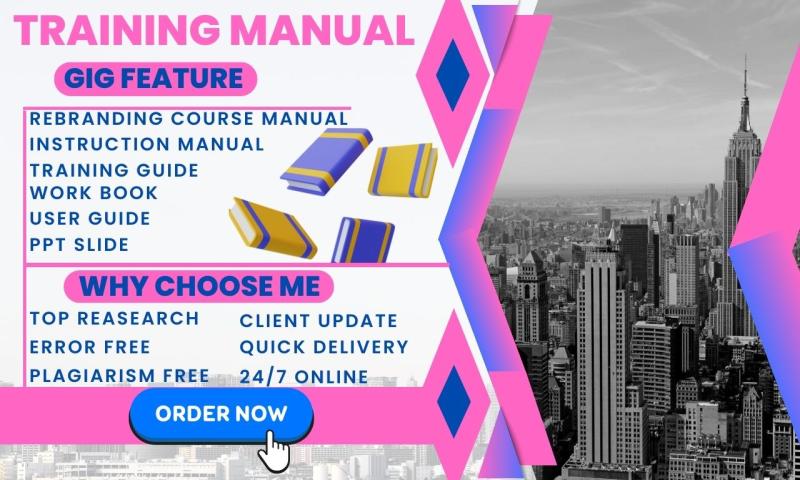 I will rebrand instruction manual, training manual, user guide, PPT slide and workbook