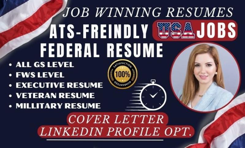 I will write ksa federal resume for usajobs executive ats resume and veteran resume