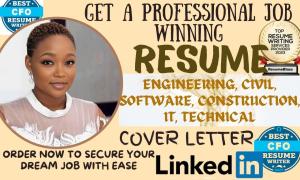 I will write engineering, software, construction, civil, technical, tech sales resume