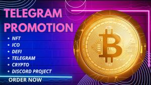 I will offer crypto Telegram promotion, meme coin marketing, and ICO Telegram marketing