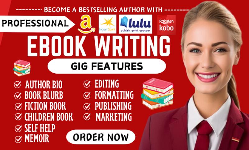 I will ghostwrite self help ebook author bio book blurb memoir as ebook ghostwriter