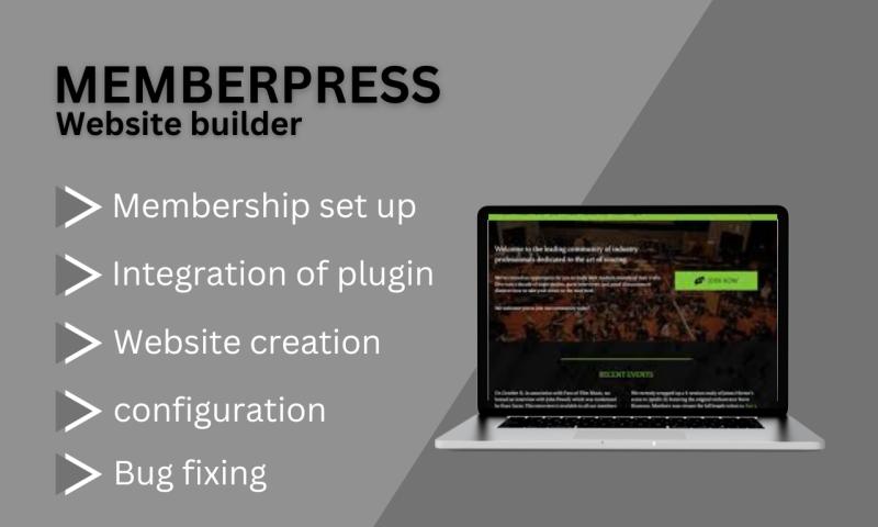I will build MemberPress WordPress, Membership Plugin Description: Are you looking to create a membership website on WordPress? Look no further! What I offer: Installation and setup of MemberPress WordPress plugin Configuration of membership levels and pricing Integration of payment gateways (PayPal, Stripe, etc.) Creation of custom registration and login pages Setting up access controls and content restrictions Design customization to match your website’s branding Implementation of advanced features like drip content and affiliates Troubleshooting and bug fixes Why choose me: With years of experience in building membership websites, I guarantee a professional and reliable service. I strive for customer satisfaction and will work closely with you to understand your requirements and deliver a tailored solution. Contact me: If you have any questions or need a custom quote, feel free to reach out to me. Let’s discuss your project and get your membership website up and running!