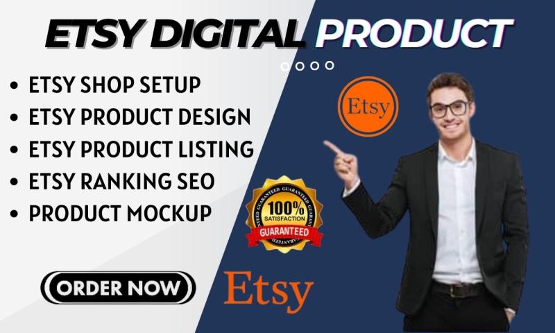 I will design etsy digital product etsy digital planner set up etsy shop etsy SEO