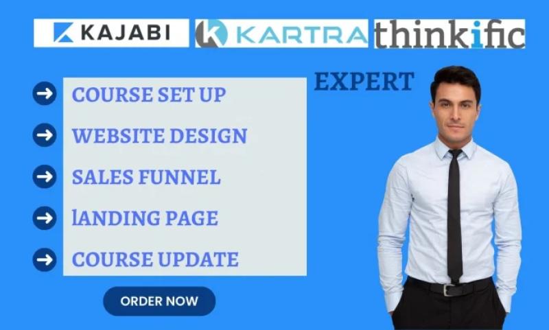 I will build Kajabi course, Kajabi website, Kajabi funnel