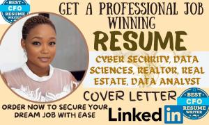 I will write data science, data analysis, cyber security, real estate, realtor resume