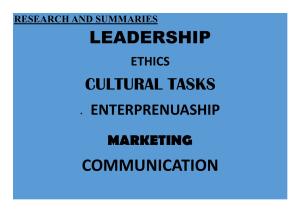 I will do leadership, business, ethics and culture tasks