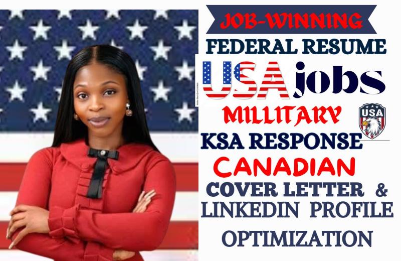 I will craft standard federal resume, military, veteran, ksa, USA jobs, canadian resume