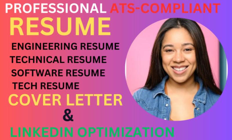 I will write engineering resume, tech resume, software engineer and cover letter