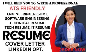 I will write and design engineering, software engineer, IT, tech, sales internship resume