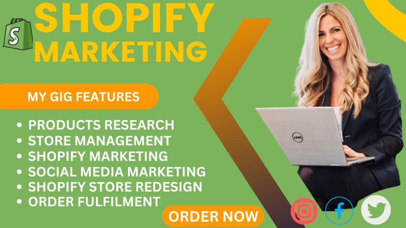 I will do shopify store marketing, sales funnel promotion, facebook ads
