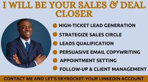 I will be your sales closer, sales department representative, sales leads