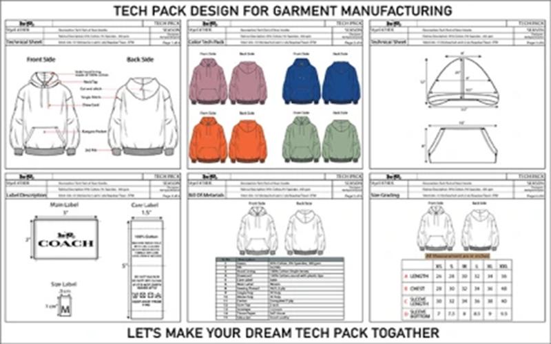 I will create clothing design sketches and fashion tech pack ready for manufacture