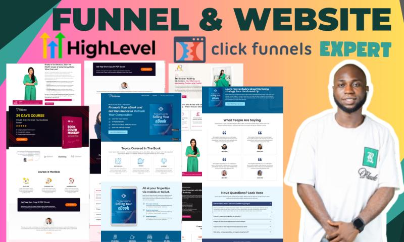 I will design expert clickfunnels landing page, sales funnel go high level website, ghl