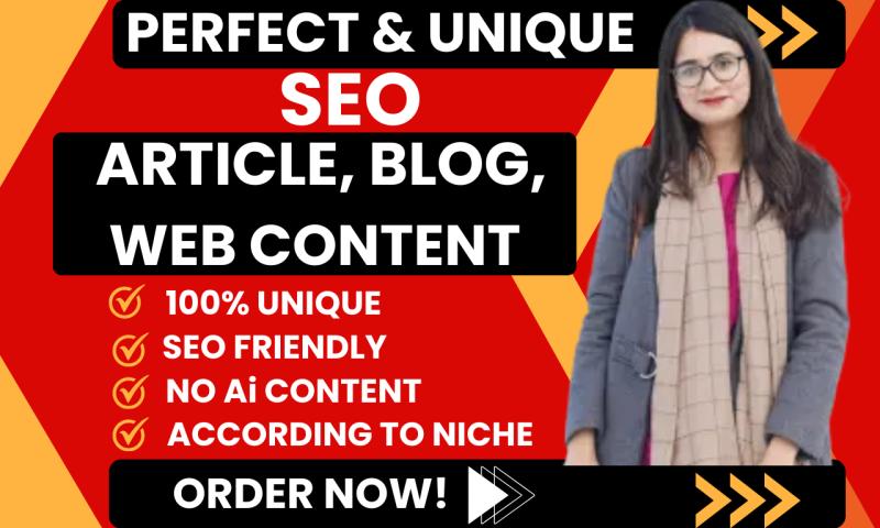 I will create outstanding and top-notch SEO optimized article and blog content